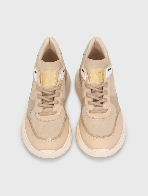 Beige sports shoes with logo patch - 6