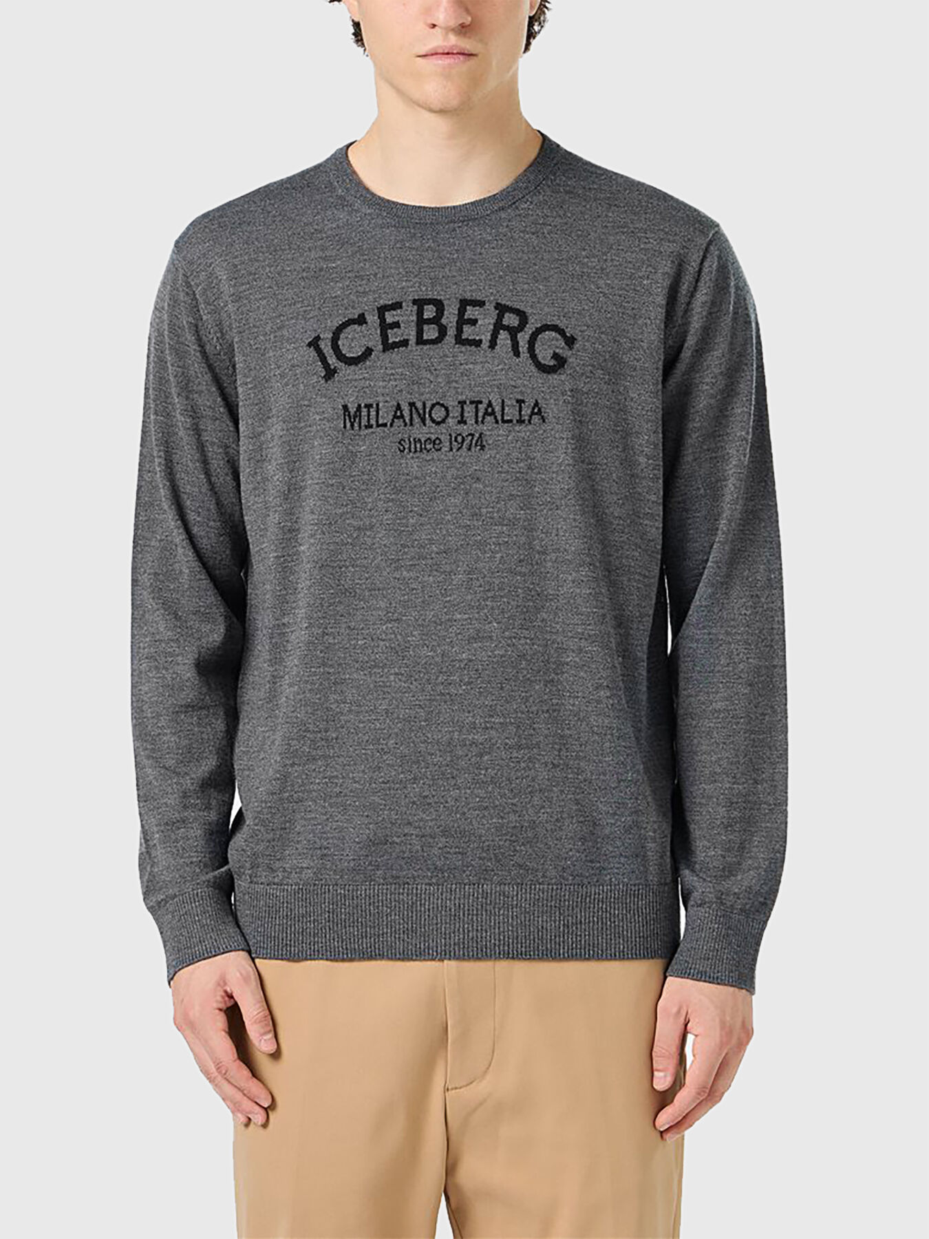 Crew neck sweater with logo brand ICEBERG Globalbrandsstore en
