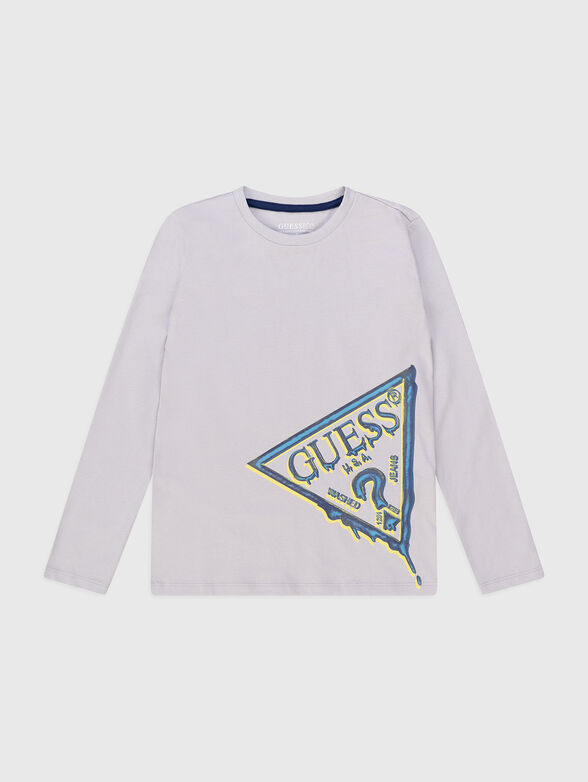 Black cotton blouse with logo print - 1