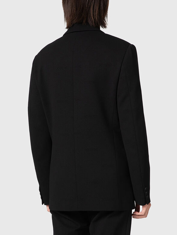 Black blazer with logo print - 3