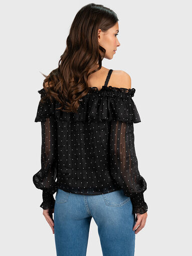 Black blouse with polka dot print - 4