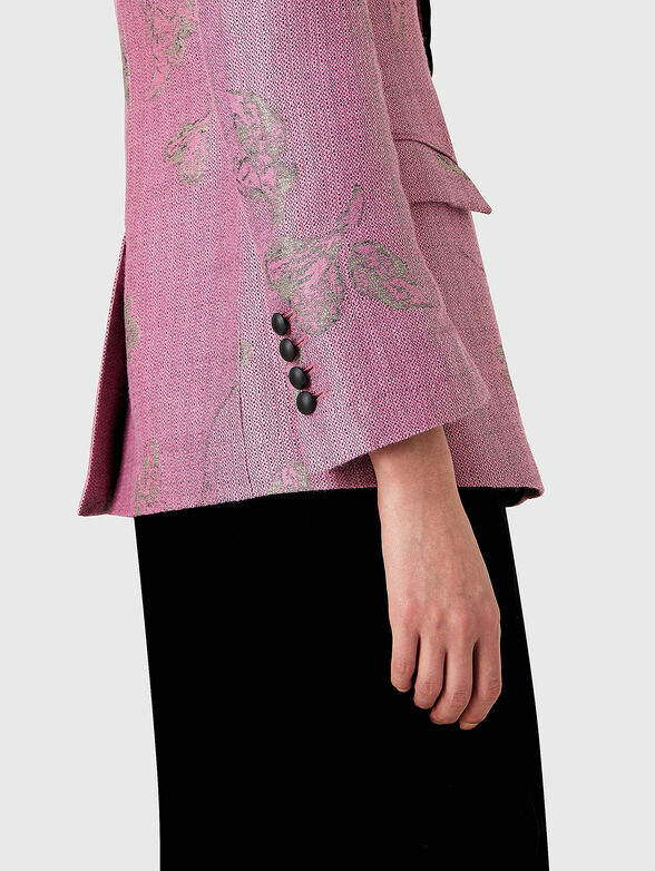 Wool blend blazer with floral motifs - 5