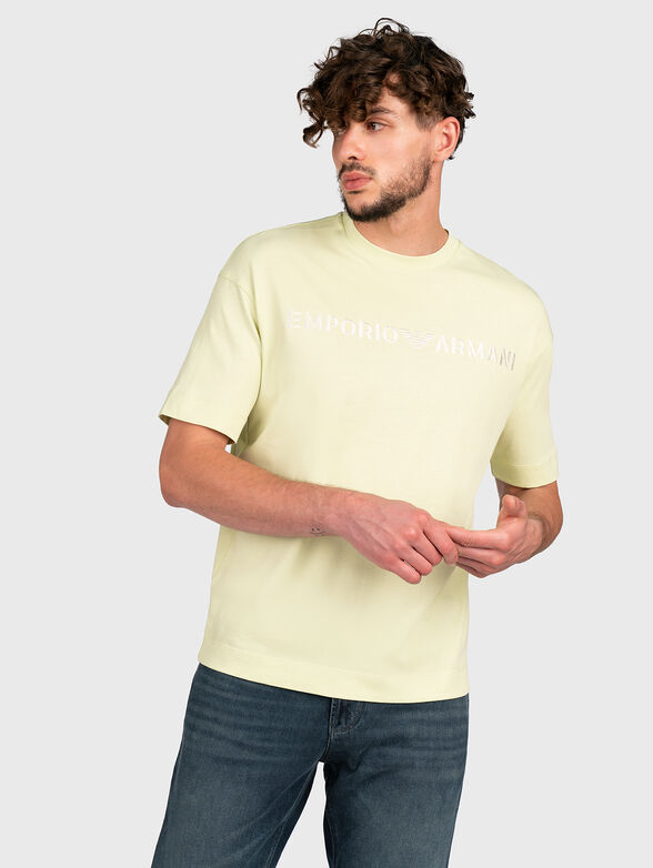Pale green T-shirt with embroidered logo - 1