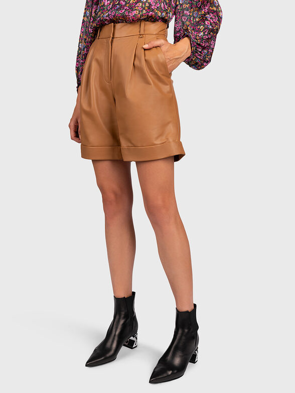 Leather shorts in brown - 1