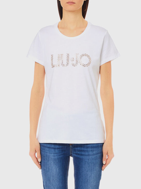 Тениска с лого от блестящи камъни - 1