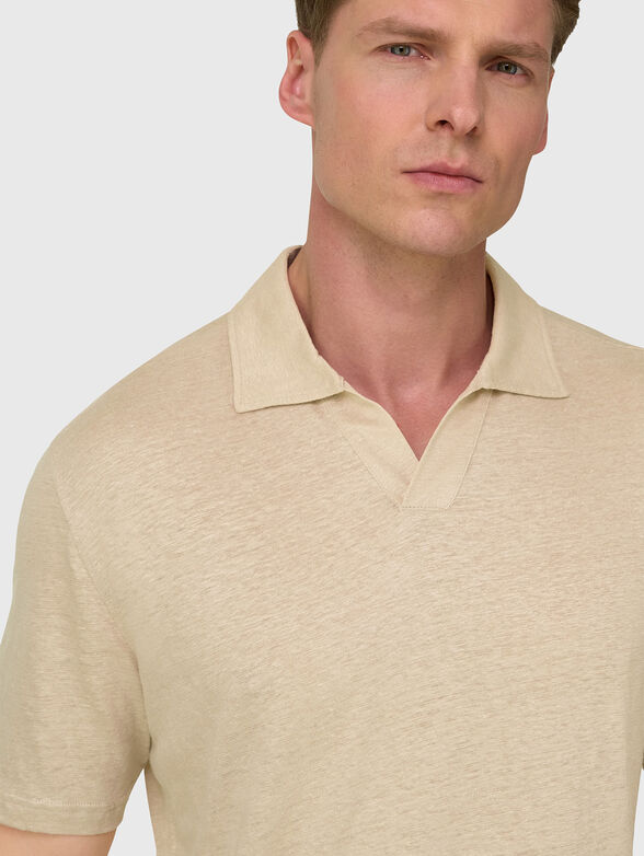Linen-blend polo shirt - 4