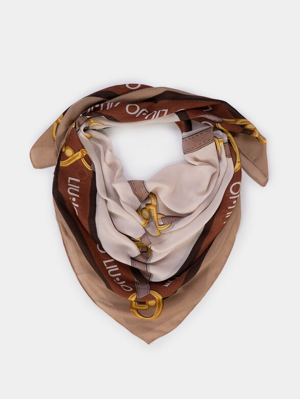 Black scarf with logo detail - 1
