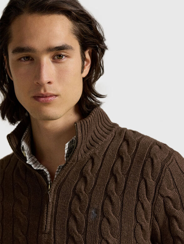 Cable knit cotton zip jumper - 4