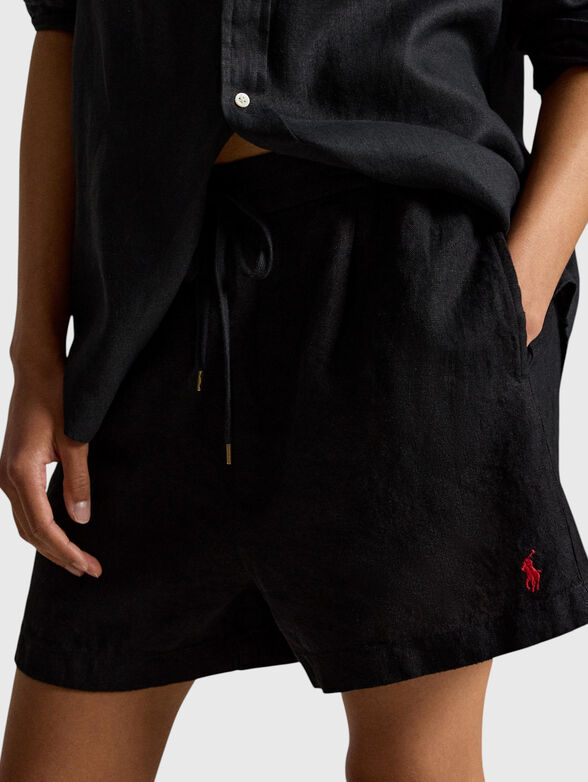 Black linen shorts - 3