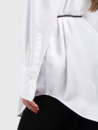 White long sleeved shirt with belt - 5