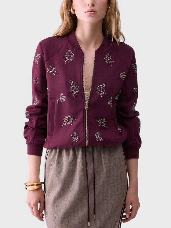 Sweatshirt with jewel embroidery - 1