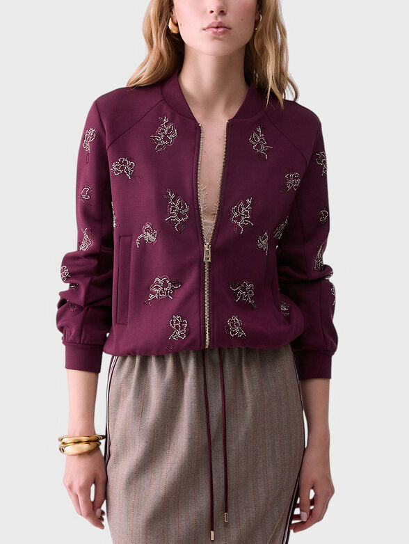 Sweatshirt with jewel embroidery - 1