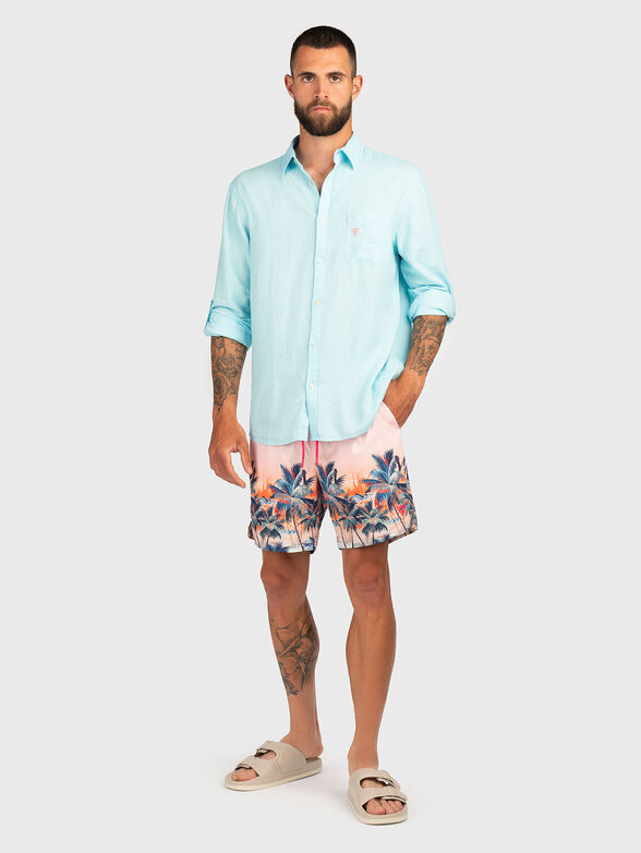 Pink beach shorts with tropical print - 4