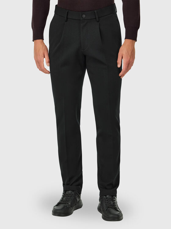 Черен панталон от вълнен бленд - 1
