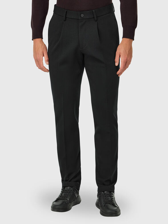 Black wool blend trousers - 1