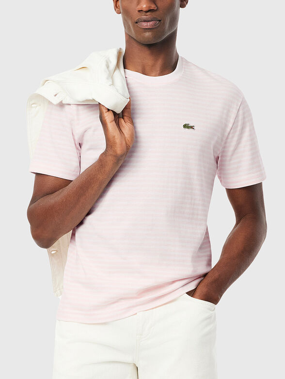 Striped T-shirt with logo embroidery - 1