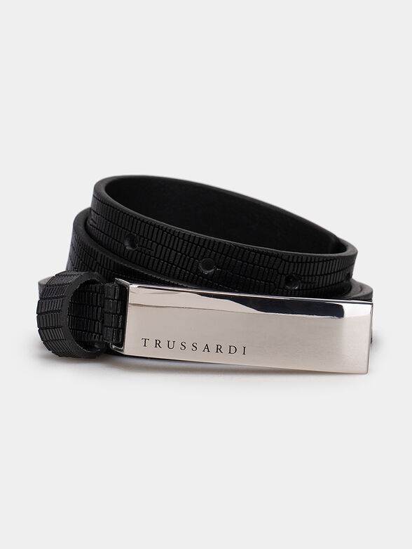 Black leather belt with logo detail brand TRUSSARDI  display picture 1