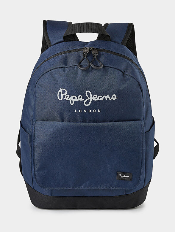 PORTOBELLO blue backpack with pocket and logo accent - 1