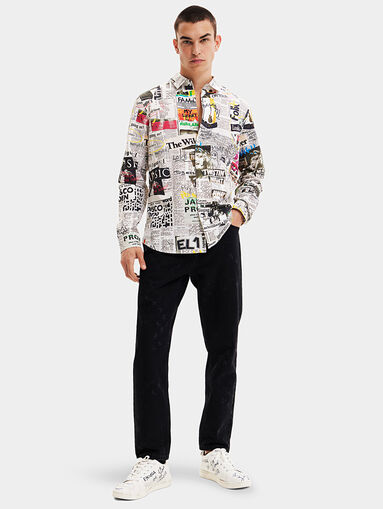 Cotton shirt with accent print - 5