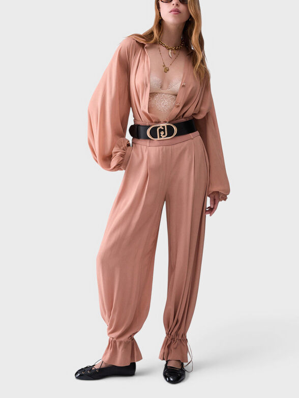 Wide-leg georgette trousers - 4