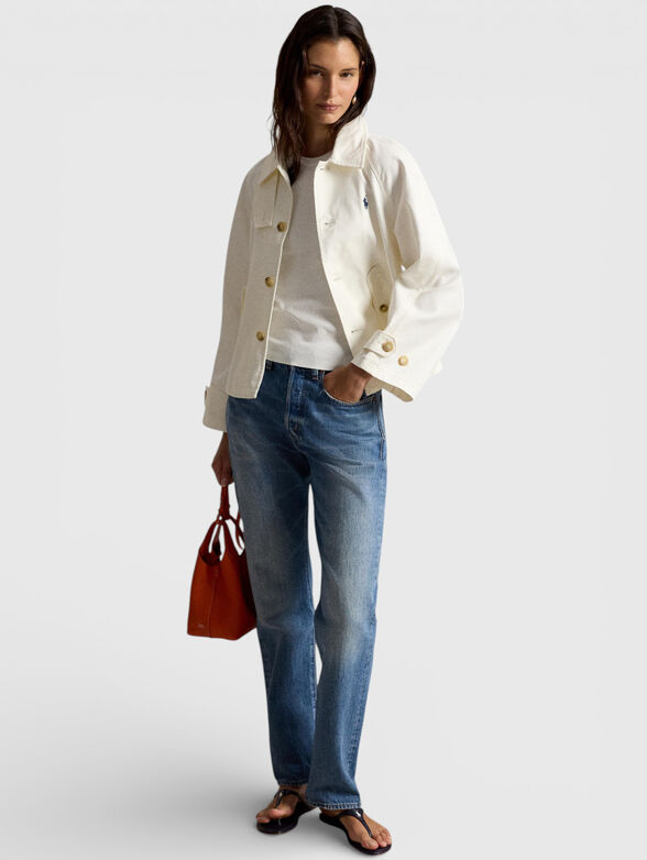 White cotton jacket with a high collar - 1