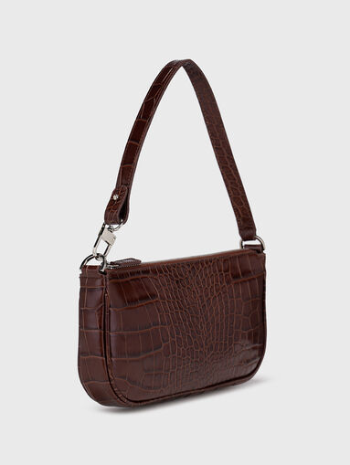 Leather bag with croc effect in brown colour - 3