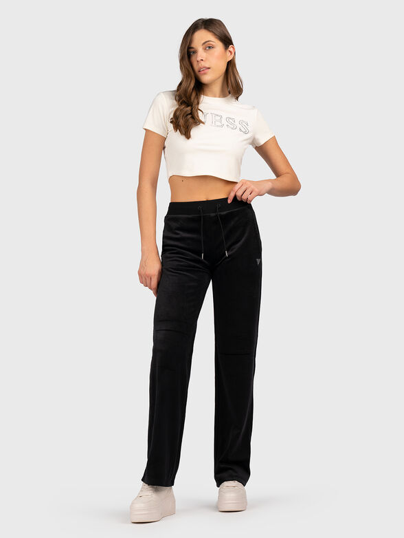 Velvet sports trousers in black color - 4