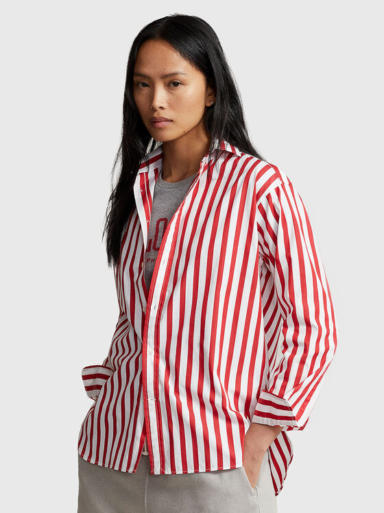 Cotton shirt with striped pattern - 1