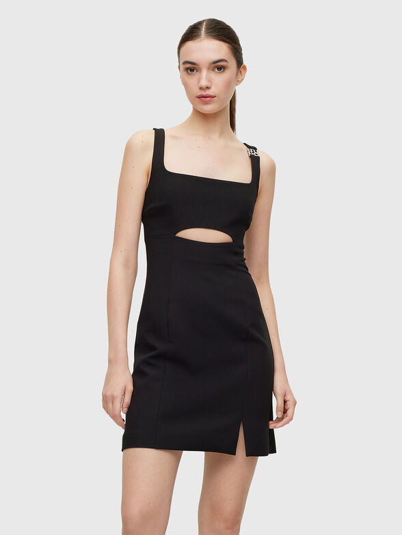 Black mini dress with cut-out detail - 1