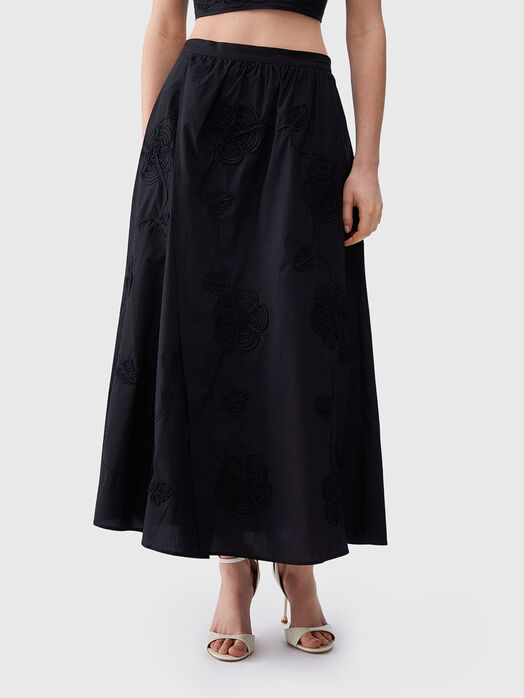 Black cotton pleated skirt