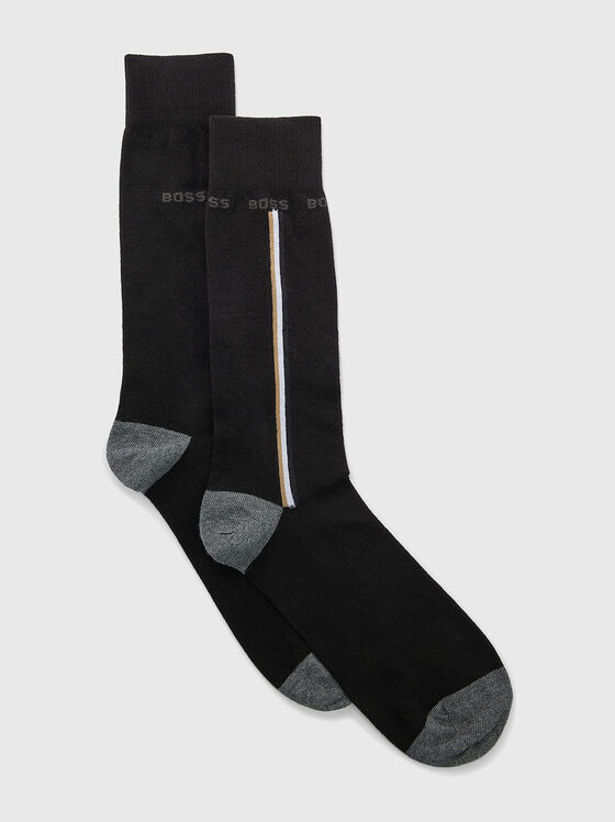 Черни чорапи с лого акцент - 1