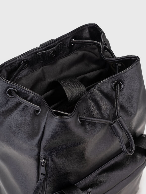 Black faux leather backpack - 6