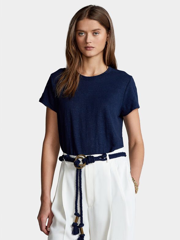 Dark blue linen T-shirt - 1