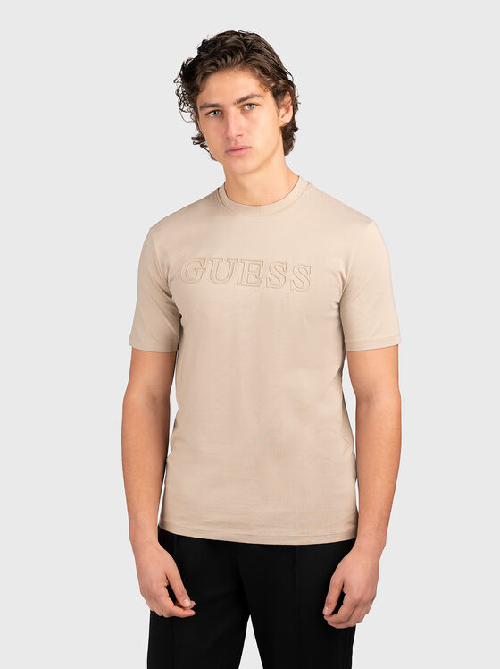 ALPHY beige T-shirt with logo accent - 1