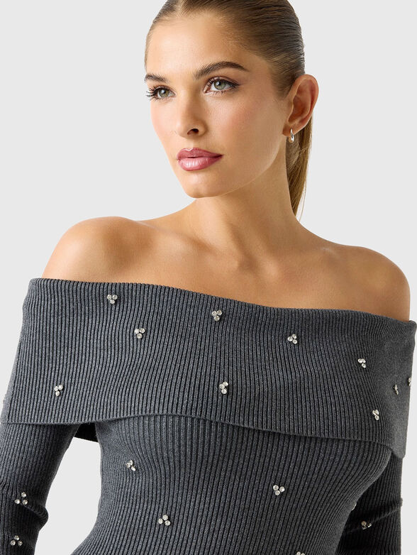 ALISHA rhinestones mini sweater dress - 3