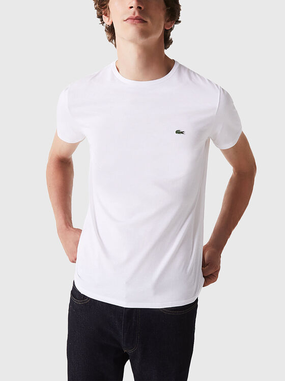 Памучна тениска в бял цвят  - 1