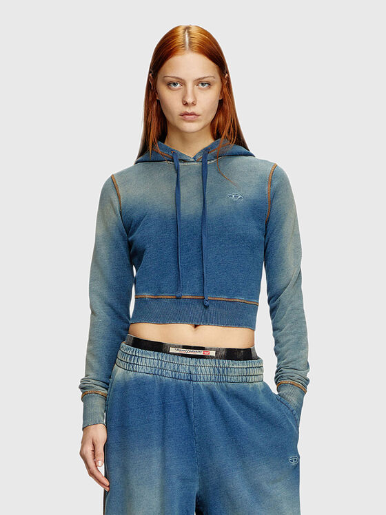 Скъсен суитшърт с качулка и бродирано лого - 1