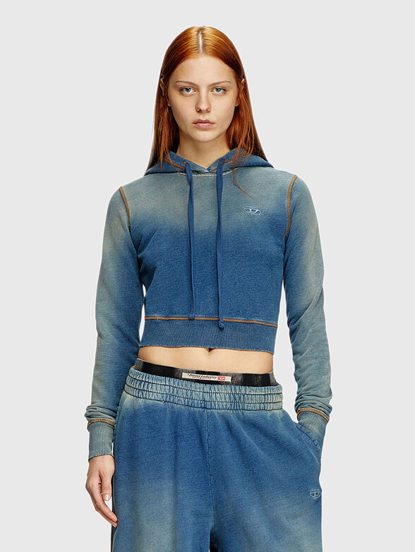 Short hooded sweatshirt with embroidered logo - 1