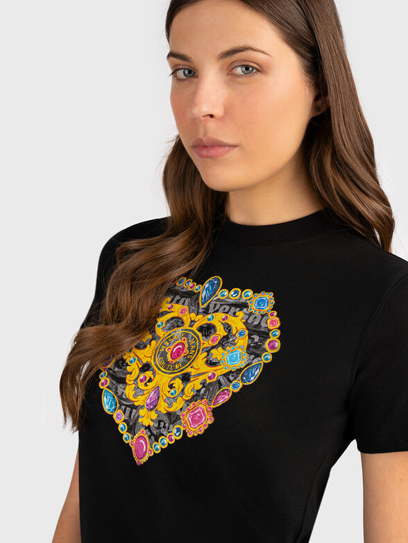 Black T-shirt with accent print - 4