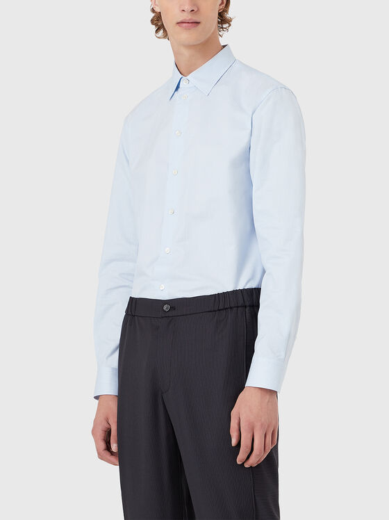 Памучна риза с райе  - 1