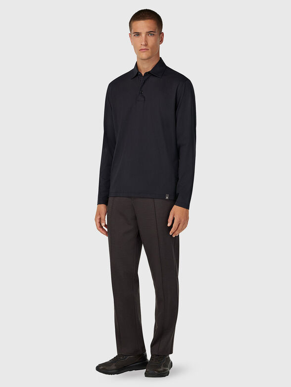 Black cotton and silk polo shirt - 2