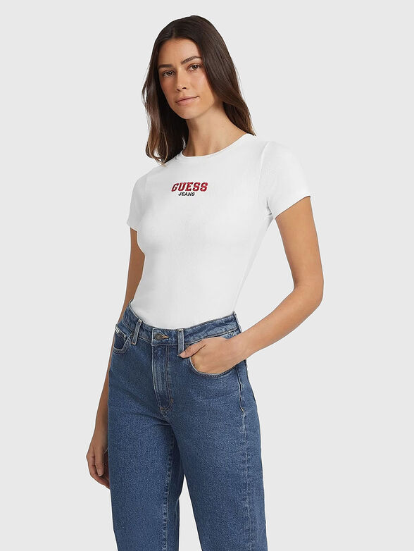 Cotton slim T-shirt with logo embroidery - 1