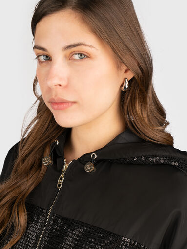 Black hooded jacket with logo - 4