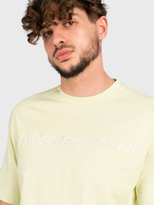 Pale green T-shirt with embroidered logo - 4