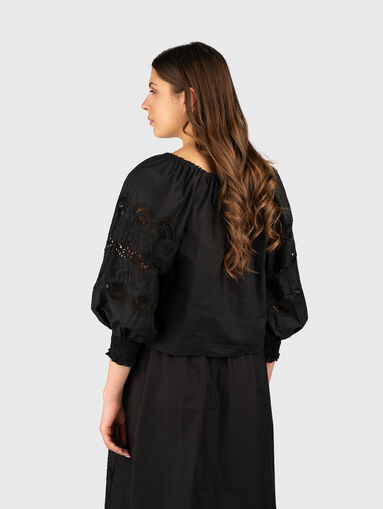 Cotton blouse with dropped shoulder - 3