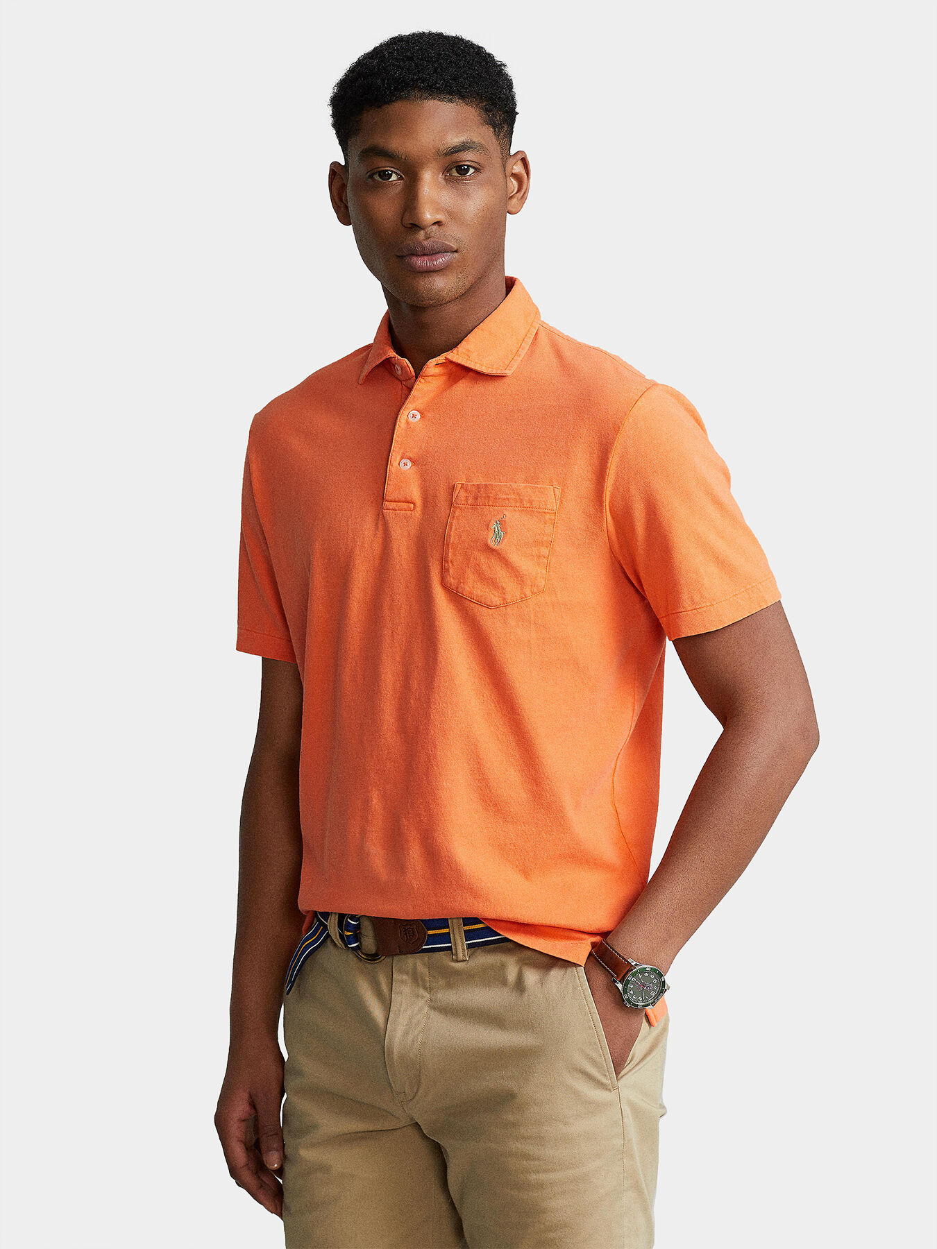 Orange Polo-shirt with pocket brand POLO RALPH LAUREN