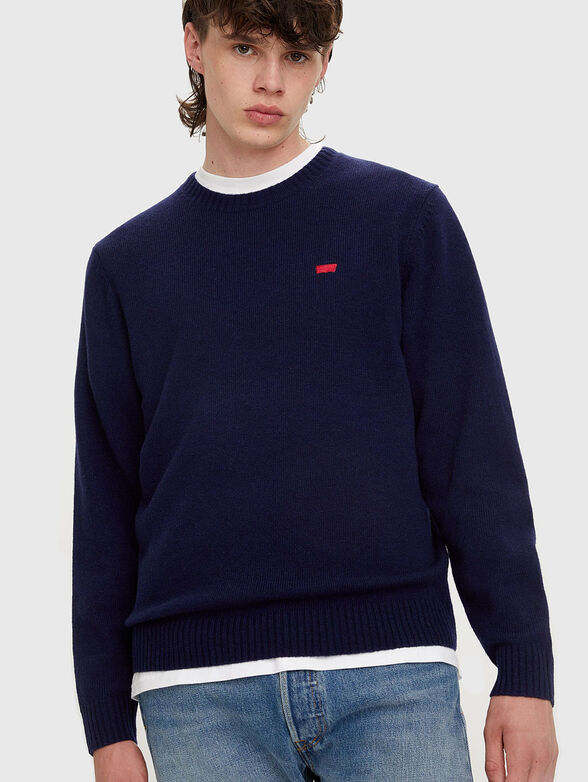 Dark blue sweater with contrast logo - 3