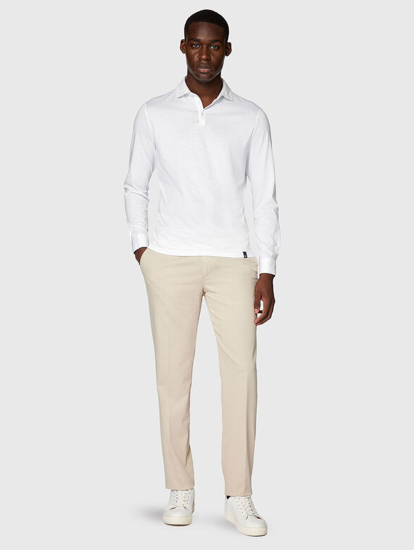 Beige cotton blend pants  - 4