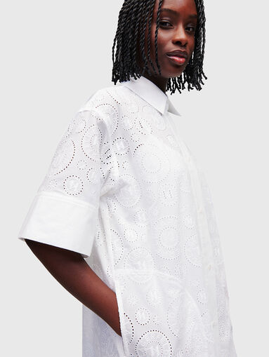 Black shirt dress with English embroidery - 4