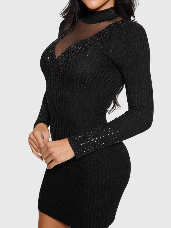 Mini dress with accent neckline - 2